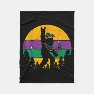 Mardi gras bigfoot funny carnival fleece blanket