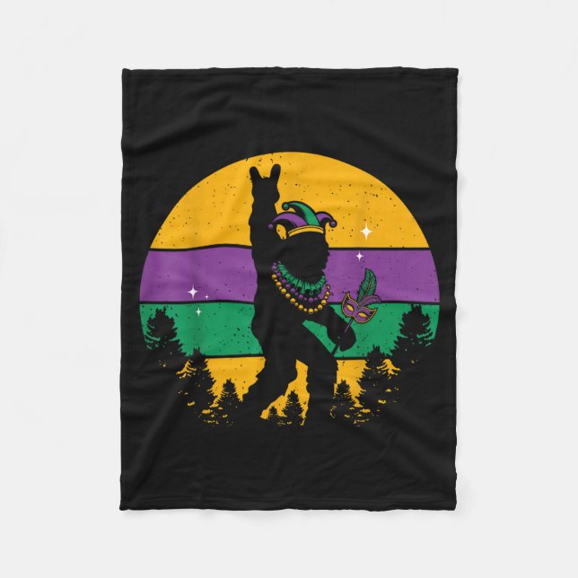 Mardi gras bigfoot funny carnival  fleece blanket (Front)