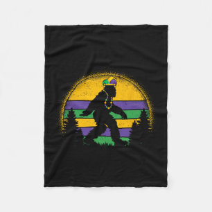 Mardi Gras Bigfoot Funny Kids Men Sasquatch Mardi Fleece Blanket