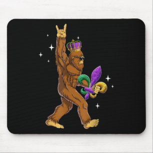 Mardi Gras Bigfoot Funny Kids Men Sasquatch Mardi Mouse Pad