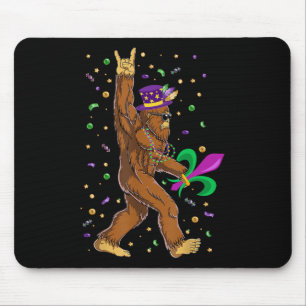 Mardi Gras Bigfoot Funny Sasquatch Mardi Gras Wome Mouse Pad