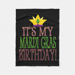 Mardi Gras Birthday - Fun Mardi Gras Party Theme  Fleece Blanket