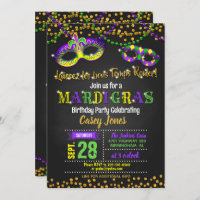 Mardi Gras Birthday Invitation