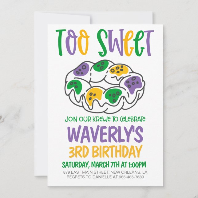 Mardi Gras Birthday Invitation (Front)
