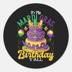Mardi Gras Birthday Outfit It's My Mardi Gras Birt Classic Round Sticker