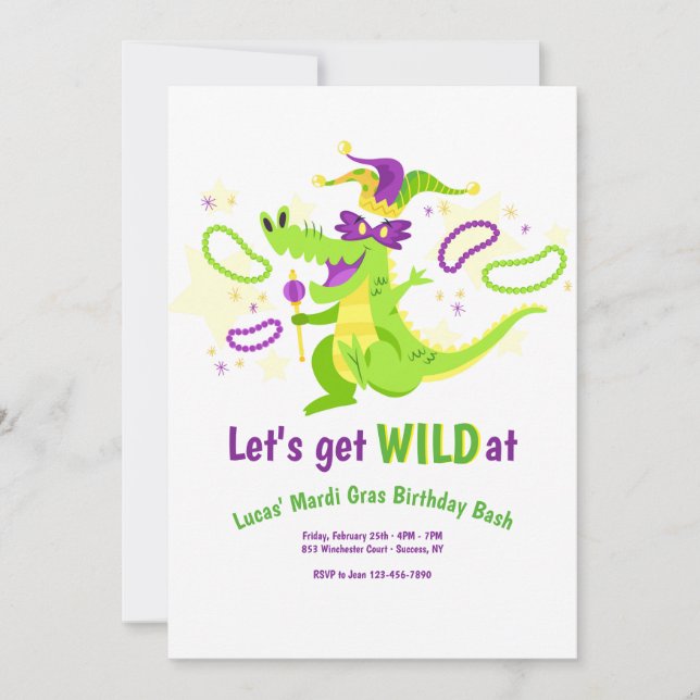 Mardi Gras Birthday Party Invitation (Front)