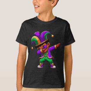Mardi Gras Black Boys Dabbing Funny Outfit Jester  T-Shirt