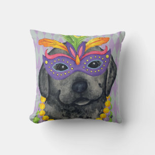 Mardi Gras Black Lab Cushion