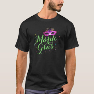 Mardi Gras Black T With Purple Mask T-Shirt