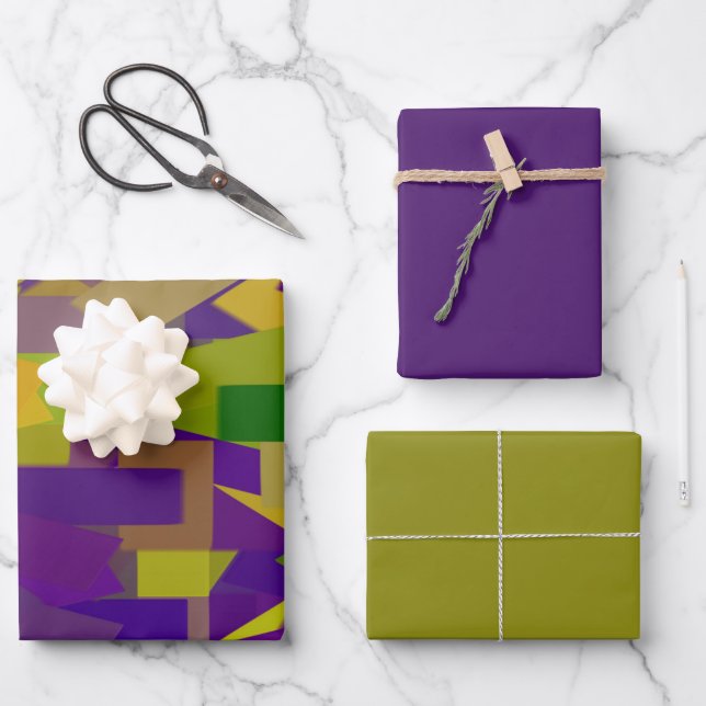 Mardi Gras Blocks Wrapping Paper Sheet (Front)