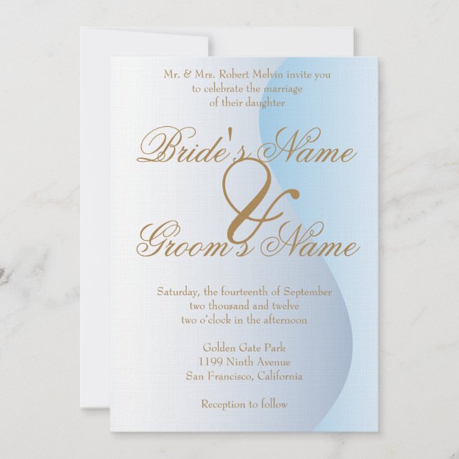 Mardi Gras Blue Wedding Invitation (Front)