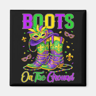 Mardi Gras Boots On The Ground Cowgirl Western Bla Magnet