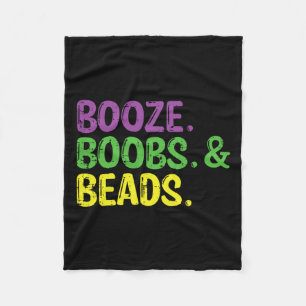 Mardi Gras Booze Beads Funny Fat Tuesday Carnival  Fleece Blanket