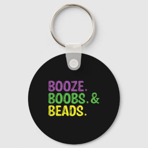 Mardi Gras Booze Beads Funny Fat Tuesday Carnival Key Ring