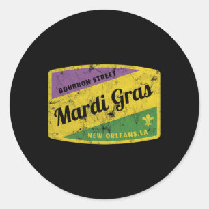 Mardi Gras Bourbon Street Classic Round Sticker