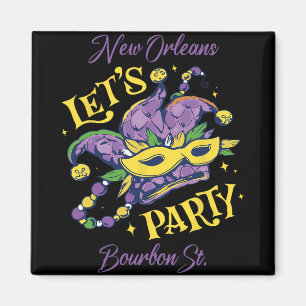Mardi Gras Bourbon Street New Orleans Souvenir Lou Magnet