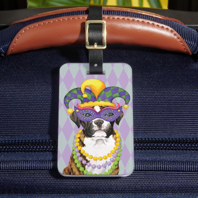 Mardi Gras Boxer Luggage Tag (Front Insitu 2)