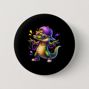 Mardi Gras Boys Men Alligator Mardi Gras 6 Cm Round Badge