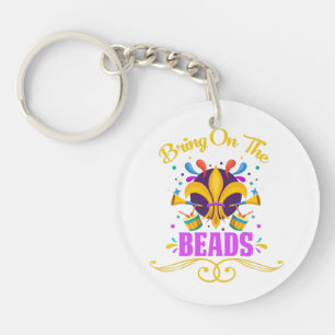 Mardi Gras Bring On The Beads Key Ring