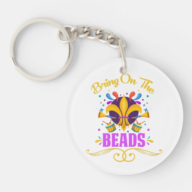 Mardi Gras | Bring On The Beads Key Ring (Front)