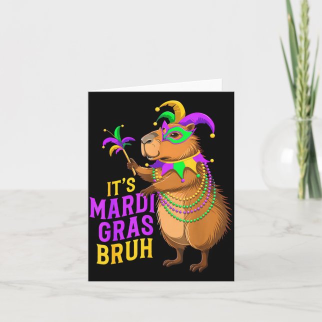Mardi Gras Bruh Funny Capybara Festival Card (Front)
