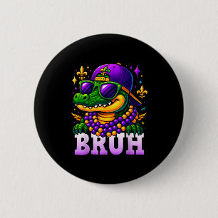 Mardi Gras Bruh Mardigator Alligator Costume Teens 6 Cm Round Badge