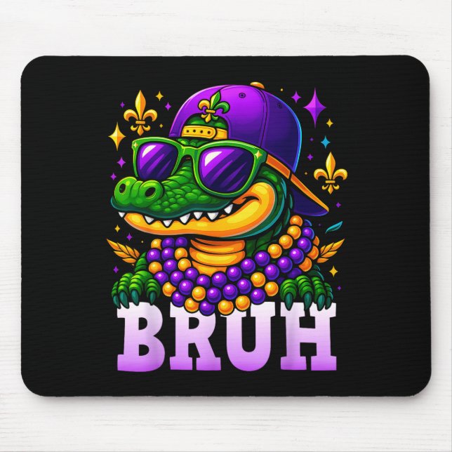 Mardi Gras Bruh Mardigator Alligator Costume Teens Mouse Pad (Front)