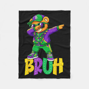 Mardi Gras Bruh Teddy Bear Hip Hop Boys Men New Or Fleece Blanket