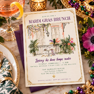 Mardi Gras Brunch New Orleans Balcony Invitation