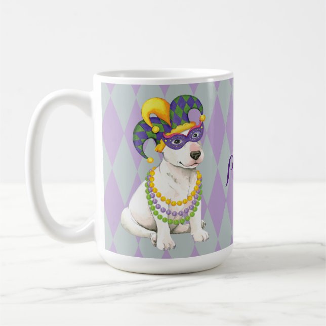 Mardi Gras Bull Terrier Coffee Mug (Left)