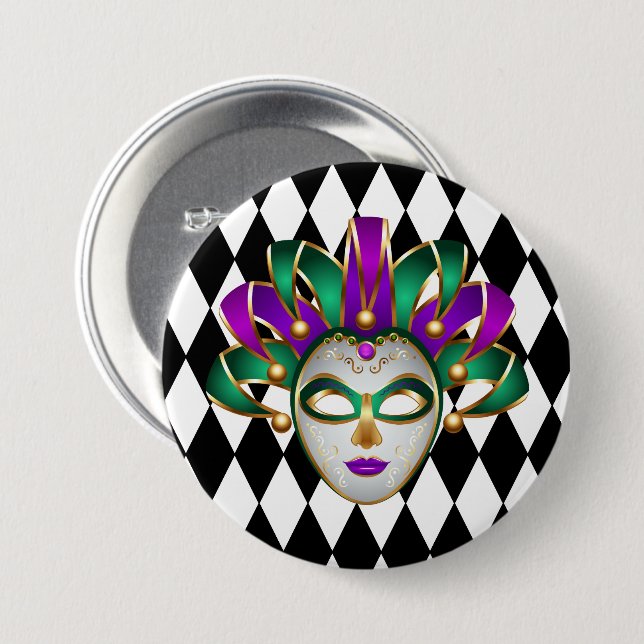 Mardi Gras Button Pin (Front & Back)