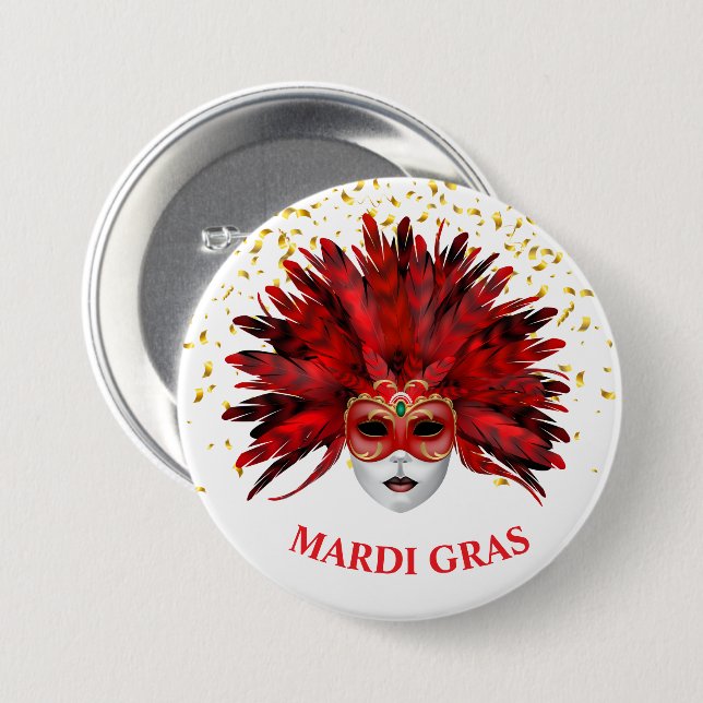Mardi Gras Button Pin (Front & Back)
