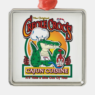 Mardi Gras Cajun Crocodile Metal Tree Decoration