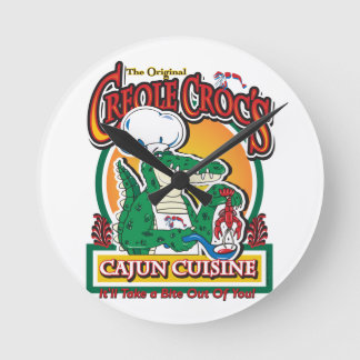 Mardi Gras Cajun Crocodile Round Clock