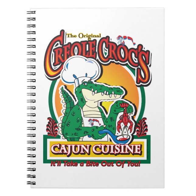 Mardi Gras Cajun Crocodile Spiral Notebook (Front)