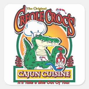 Mardi Gras Cajun Crocodile Square Sticker