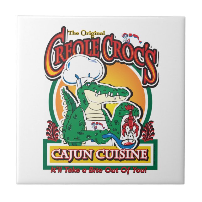 Mardi Gras Cajun Crocodile Tile (Front)