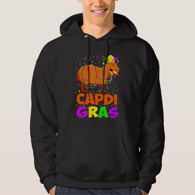 Mardi Gras Capybara Beads  outfit Carnival Parade Hoodie (Front)