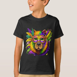 Mardi Gras Capybara Mask Costume Outfit Women Girl T-Shirt