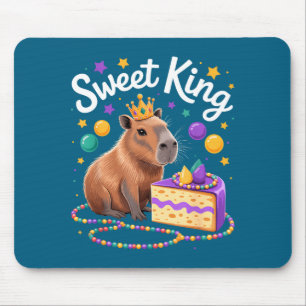 Mardi gras capybara sweet king cake crown carnival mouse pad