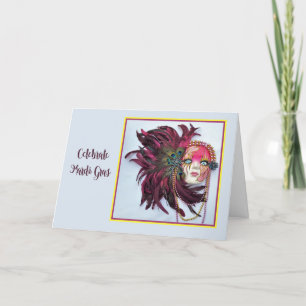 Mardi Gras Card with Beautiful Mask