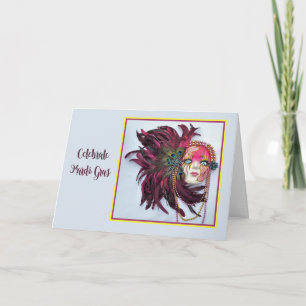 Mardi Gras Card with Beautiful Mask