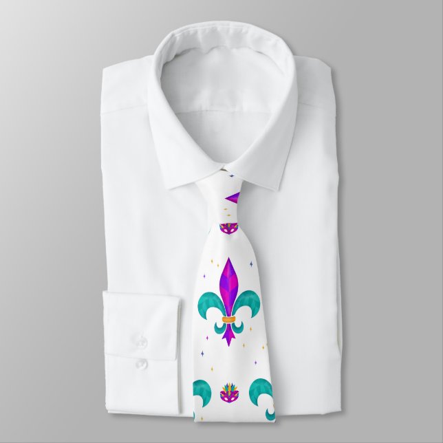 Mardi Gras Carnaval Green & Purple Masquerade Fun  Tie (Tied)