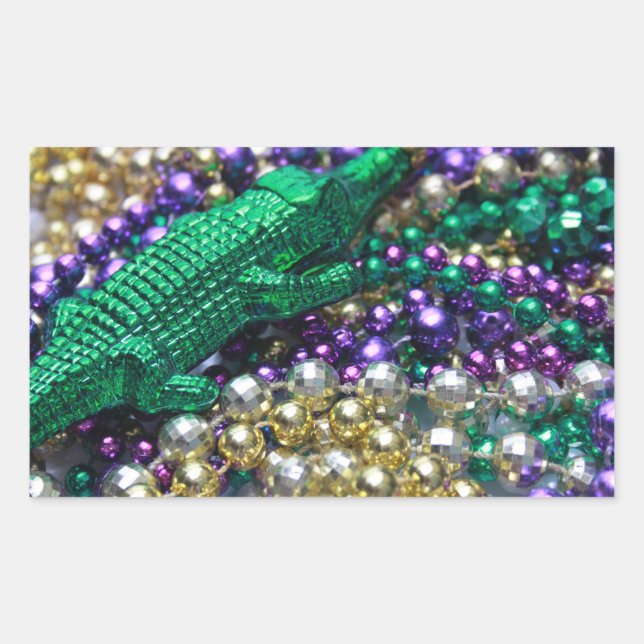 Mardi Gras Carnival Alligator Bead Decal Stickers (Front)