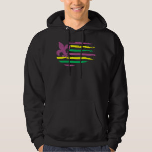 Mardi Gras Carnival American Flag Fleur De Lis Caj Hoodie