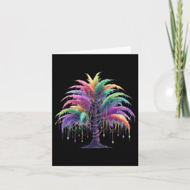 Mardi Gras Carnival Bead-tree  Card (Front)