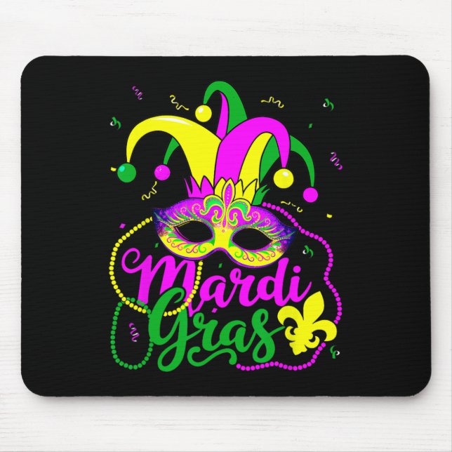 Mardi Gras Carnival Beads Mask Feathers Hat  Mouse Pad (Front)