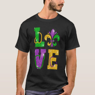 Mardi Gras Carnival Costume Glitter Effect Fleur D T-Shirt