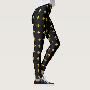 Mardi Gras Carnival Fleur de Lis Diamond Harlequin Leggings