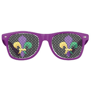 Mardi Gras Carnival Fleur de Lis Retro Sunglasses